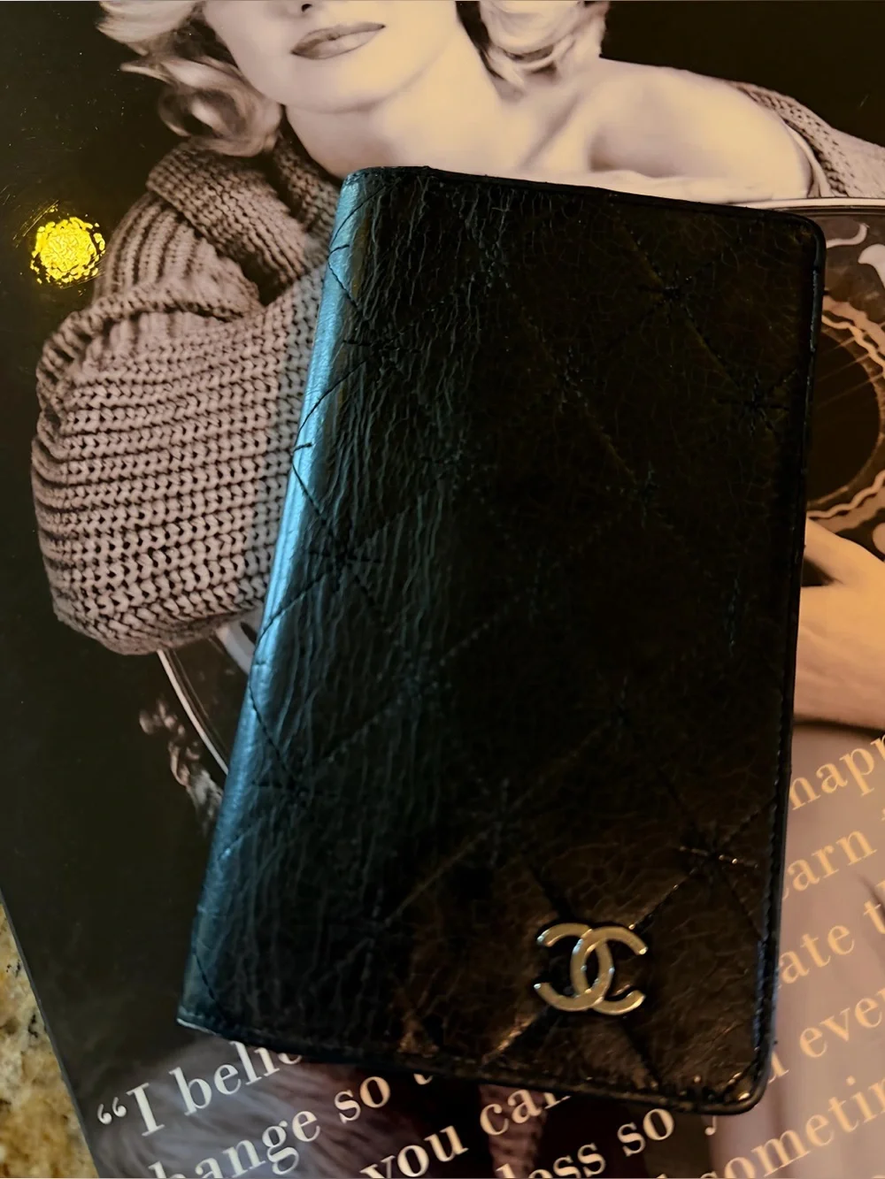 Chanel Vintage Black Checkbook Lambskin Long Wallet - Picture 1 of 12